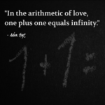 "In the arithmetic of love, one plus one equals infinity." - Adam Hoyt