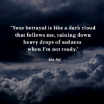 "Your betrayal is like a dark cloud that follows me, raining down heavy drops of sadness when I'm not ready." - Adam Hoyt
