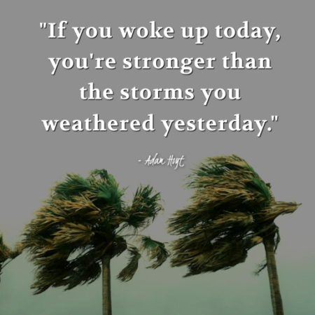 "If you woke up today, you're stronger than the storms you weathered yesterday." - Adam Hoyt