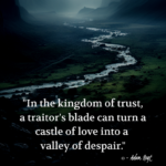 "In the kingdom of trust, a traitor's blade can turn a castle of love into a valley of despair." - Adam Hoyt