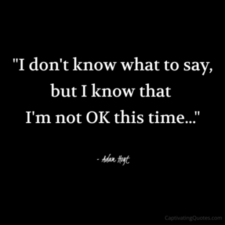 "I don't know what to say, but I know that I'm not OK this time..." - Adam Hoyt